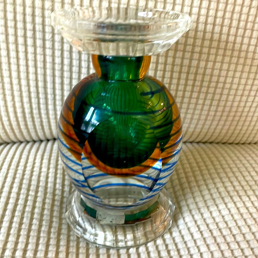Vintage Fifth Avenue Crystal Pillar Candleholder, Modern Glass Pedesta Art Deco - Picture 3 of 7